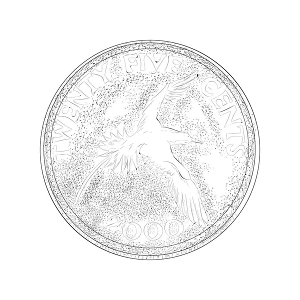 Ручной Рисунок Корейской Монеты — стоковый вектор
