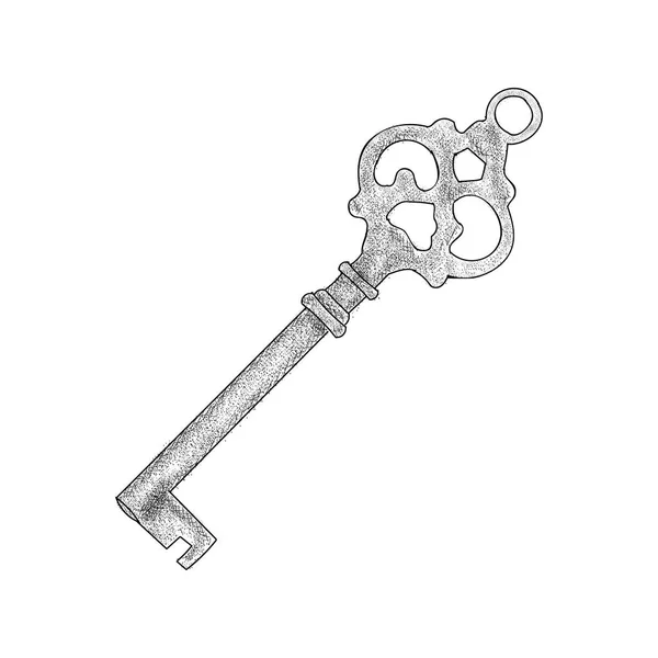 Antike Schlüssel Handgezeichnete Illustration — Stockvektor