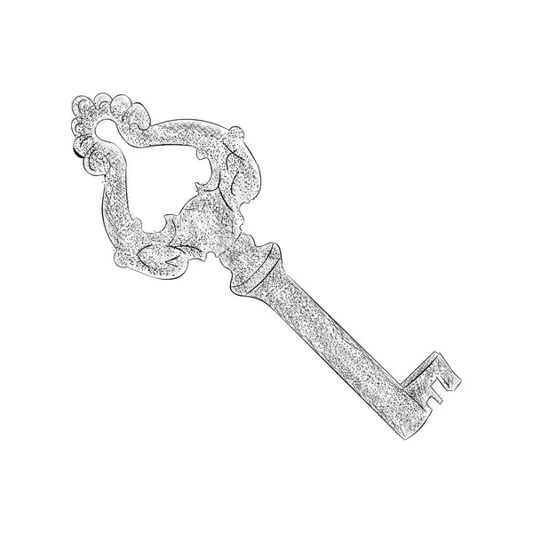 Винтажный Ключ Ручная Иллюстрация — стоковый вектор
