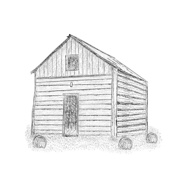 Schizzo Disegnato Mano Dell Illustrazione Della Capanna — Vettoriale Stock