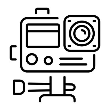 Bir aksiyon kamerasını temsil eden doğrusal biçim simgesi