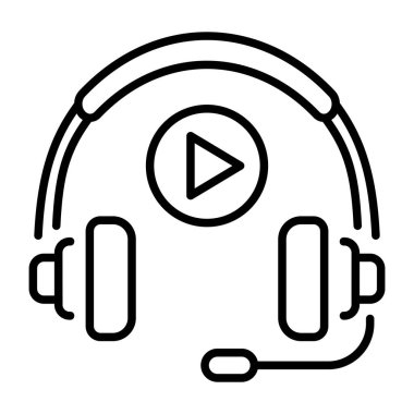 Kulaklık gösteren doğrusal bir simge