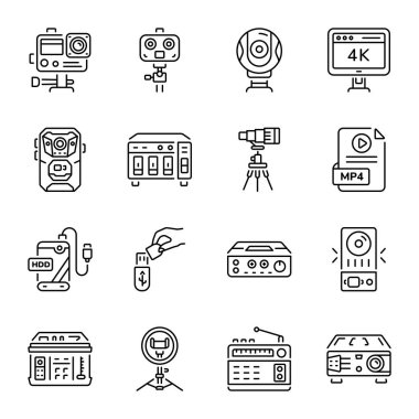 Doğrusal Biçim Çokluortam Simgelerinin Koleksiyonu 