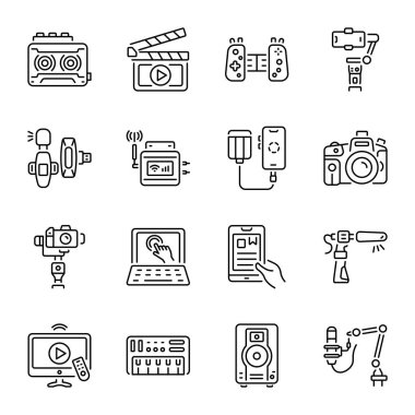 Çokluortam Aygıtları Paketi Simge Çizgisi 