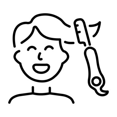 Saç kesimini temsil eden doğrusal bir simge 