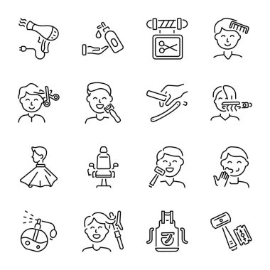 Satır Biçimi Barber Simgelerinin Koleksiyonu 