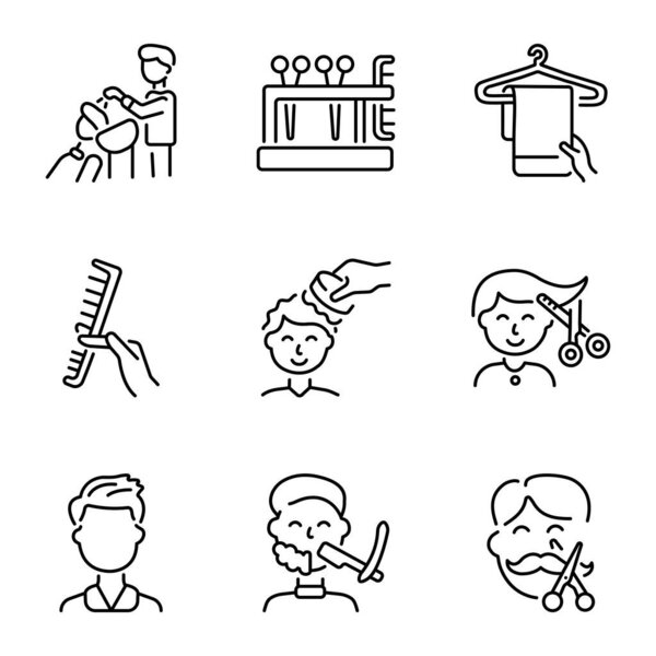 Pack of Linear Style Barber Salon Icons 