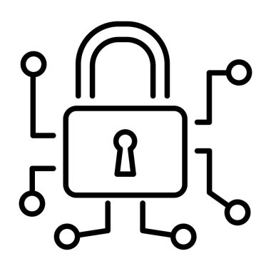 Siber güvenliği gösteren bir taslak biçim simgesi