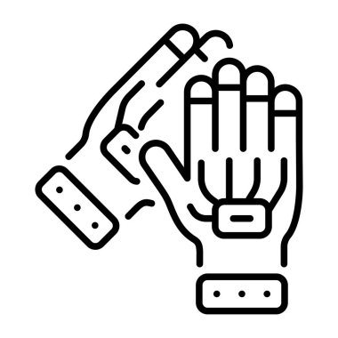 Oyun eldivenlerini tasvir eden bir satır biçimi simgesi