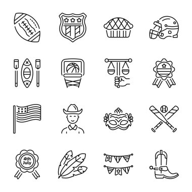 Çizgi Biçimi Amerikan Simgeleri Koleksiyonu 