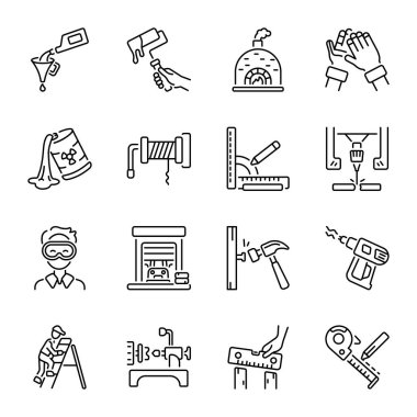 Atölye Malzemeleri Satır Biçimi Simgeleri Paketi 