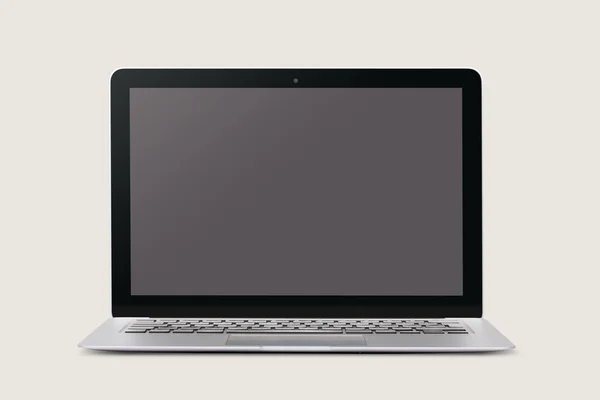 Moderne Zilveren Laptop Mockup Template Met Blanco Scherm Pronken Met — Stockfoto