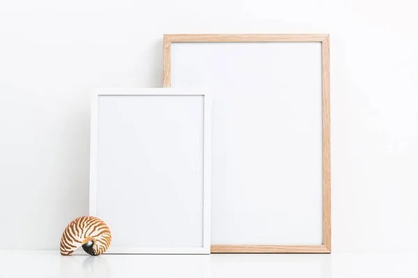 Minimal Marine Ocean Summer Themed Mockup Two Photo Frames Decorative — Stock Photo, Image