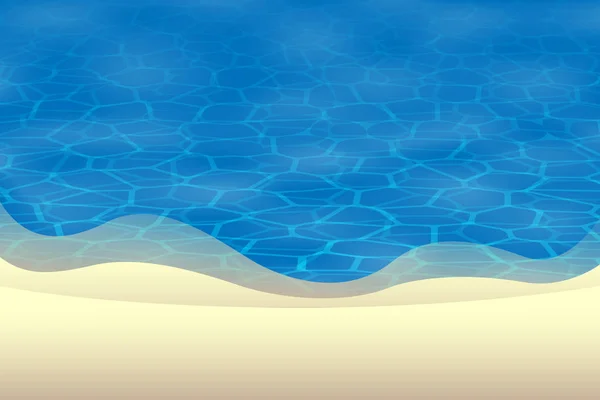 夏の背景 目の前がビーチの砂と水の表面に — ストックベクタ