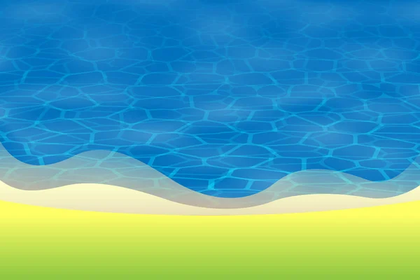 Summer Background View Front Beach Green Grass Sands Water Surfaces — Stock Vector