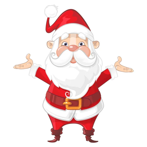 Zadowolony Ładny Święty Mikołaj Postać Kreskówki Stylu — Wektor stockowy