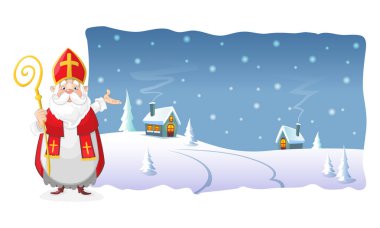 Saint Nicholas polylined şeklinde Köyü'nde kış gecesi göster