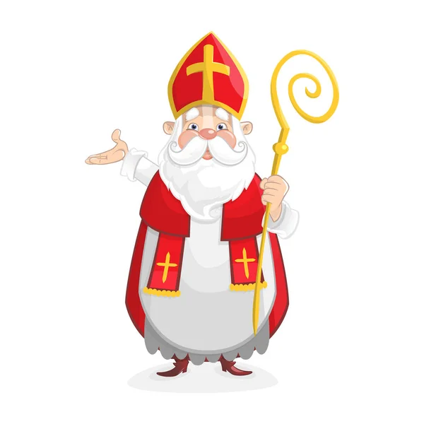 Cute Saint Nicholas Cartoon Character Sinterklaas — Stock Vector