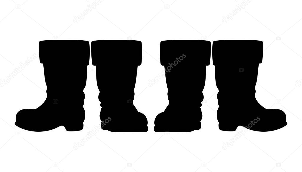 Santa Claus or Saint Nicholas boots - black silhouette of two pairs