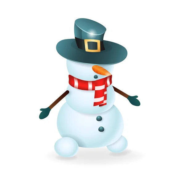 可爱的雪人与帽子在它的眼睛向量例证 — 图库矢量图片