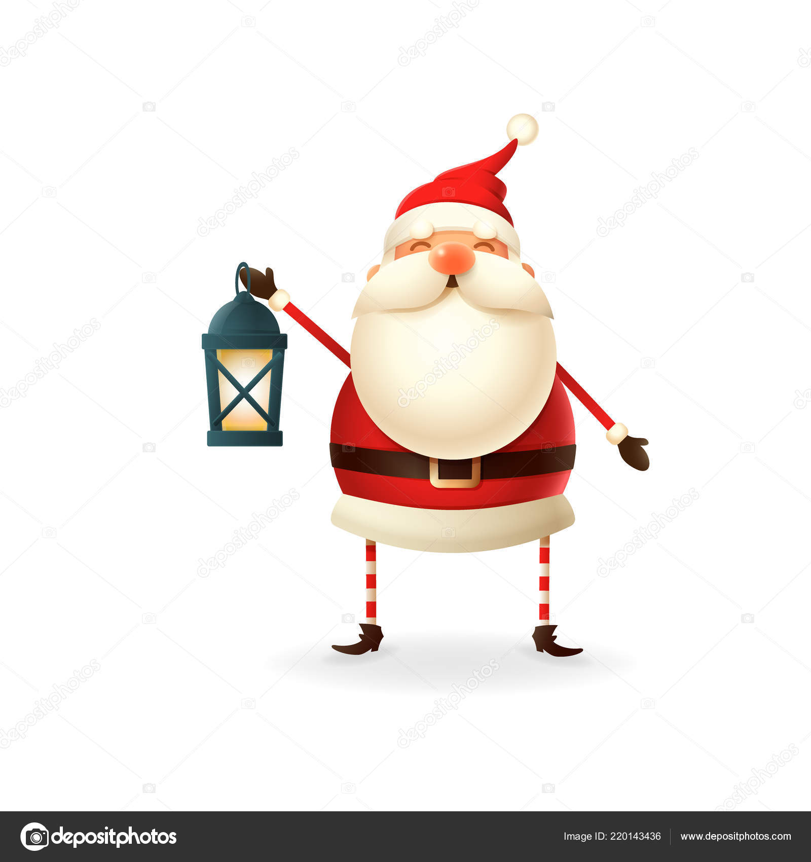 Cute Happy Santa Claus Lantern Vector Illustration — Stock Vector