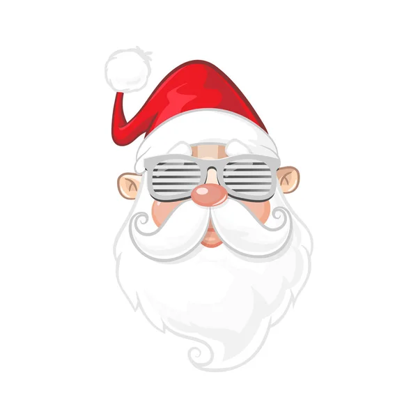 Porträt Des Coolen Weihnachtsmannes Mit Sonnenbrille Cartoon Stil — Stockvektor