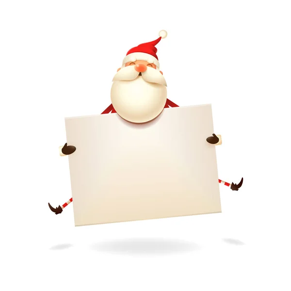 Babbo Natale Che Salta Con Tavola Modello Biglietto Natale — Vettoriale Stock