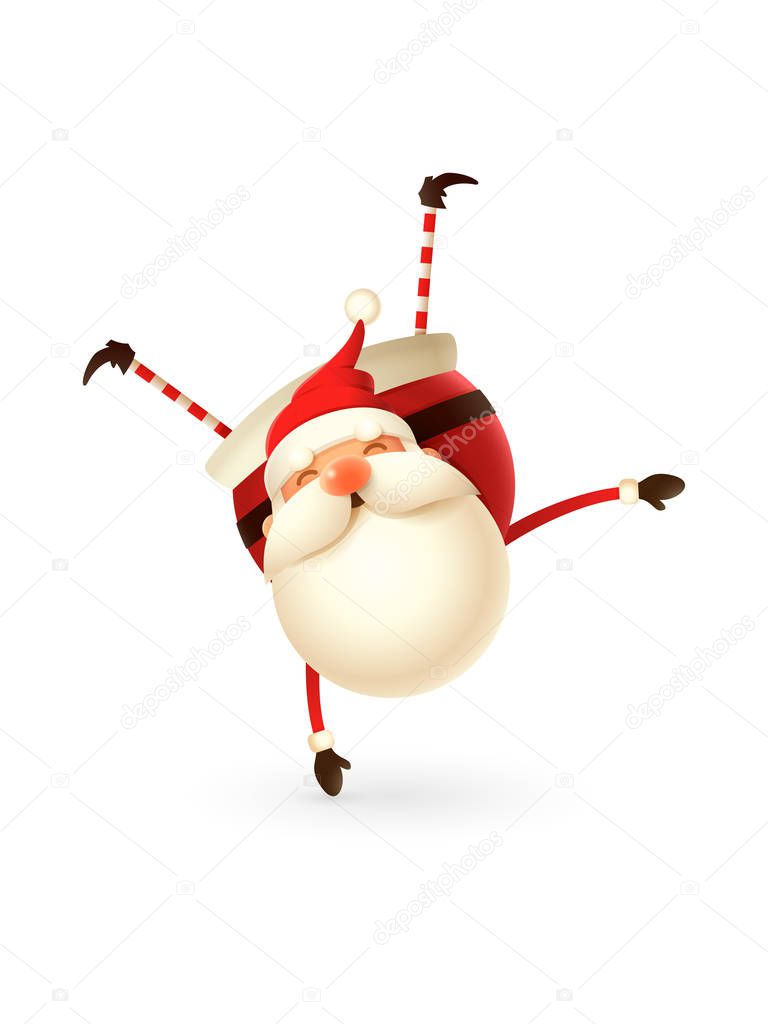 Acrobat gymnast cute Santa Claus vector illustration - isolated on white background
