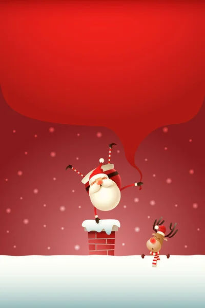 Poster Natal Happy Santa Claus Dengan Tas Hadiah Berdiri Satu - Stok Vektor