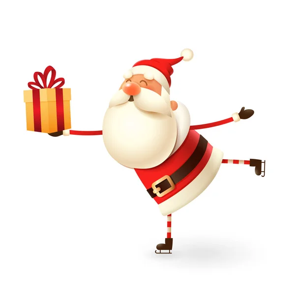 Санта Клаус Подарком Слайдах Изолированы Белом Фоне — стоковый вектор