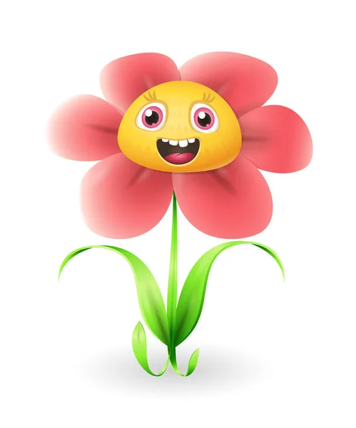 Mignon Personnage Fleur Illustration Vectorielle Isolée Sur Fond Blanc — Image vectorielle