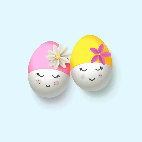 Happy Easter Eggs Met Retro Zwemmen Glb Pantomime Acteur Pierrot — Stockvector