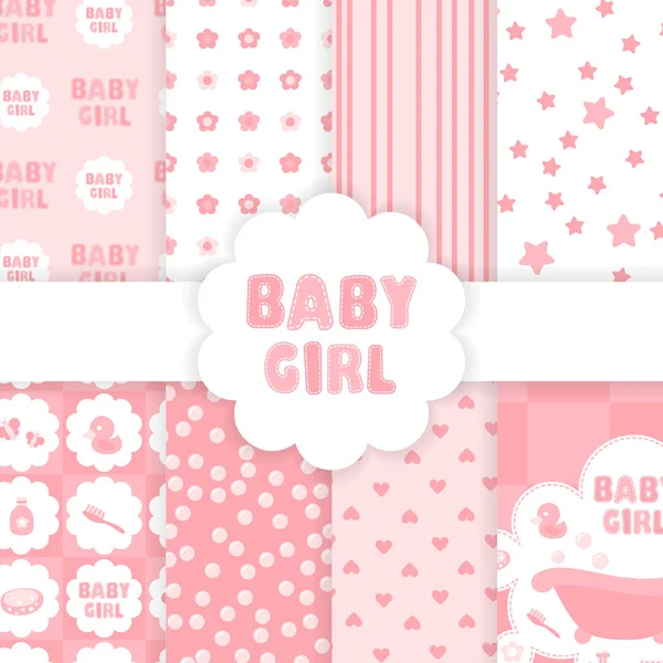 Baby Girl Dusche Muster Rosa Symbole — Stockvektor