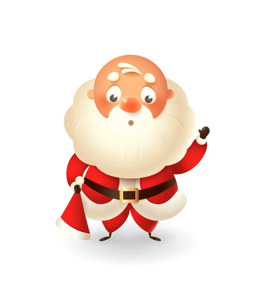 Mignon Père Noël Sans Chapeau Sur Tête Isolé Sur Fond — Image vectorielle