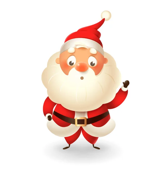 Schattig Santa Claus Geïsoleerd Witte Achtergrond Vieren Kerst Vector Illustratie — Stockvector