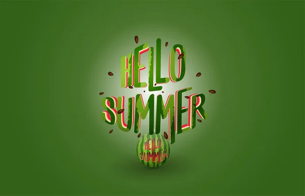 Hallo Sommertext Explodieren Aus Wassermelone Sommerbanner — Stockvektor