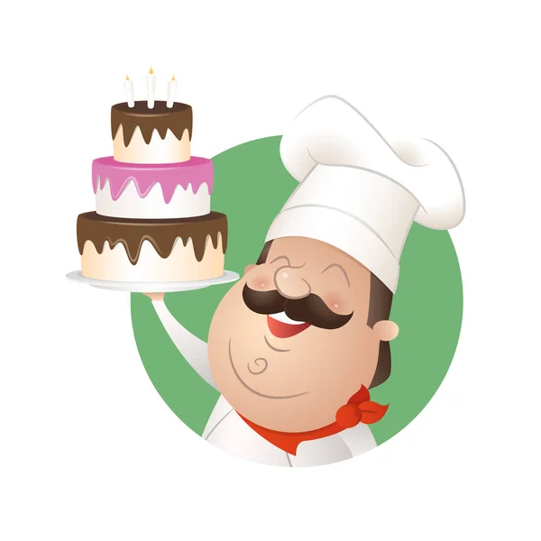 Chef logo template with big cake - vector illustration