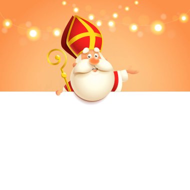 Gemide Saint Nicholas - mutlu sevimli karakter - poster şablonu