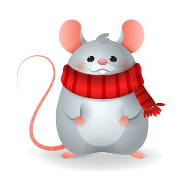 Sevimli Rat - Rat Çince Burç Yılı - vektör illüstrasyon şeffaf arka plan izole