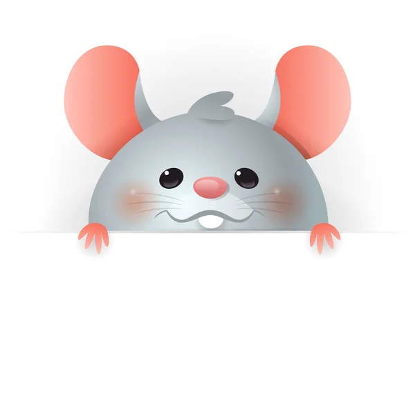 Cute Rat Bordo Signo Del Zodíaco Chino Año Rata Ilustración — Vector de stock