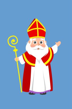 Saint Nicholas or Sinterklaas - cartoon style vector illustration clipart