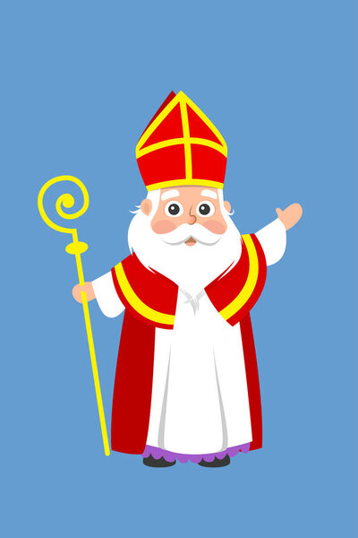 Святитель Николай или Синтерклаас - векторная иллюстрация в стиле мультфильма