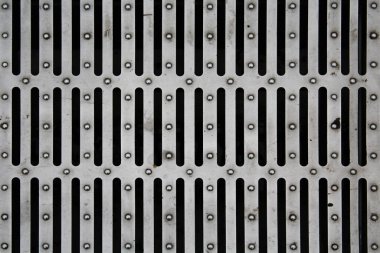 Dikdörtgenlerden, çizgilerden, cıvatalardan oluşan metal bir kafesin soyut arkaplanı