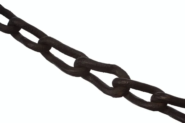 Black Cast Iron Chain White Background Isolate — Stock Photo, Image