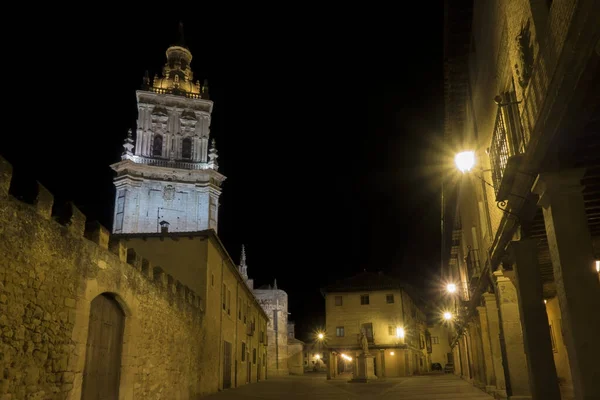 Noční Pohled Katedrálu Náměstí Burgo Osma Provincie Soria Španělsko — Stock fotografie