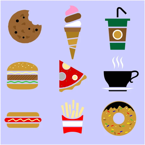 illustration of various fast food and drinks