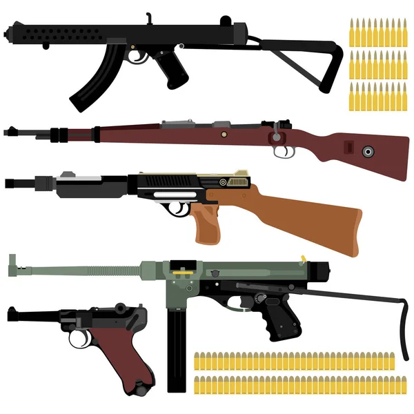 各类古董武器和弹药的矢量图像 尺寸为5000X5000像素的图像 可再次编辑 适合在杂志 海报和其他中插画的图像 — 图库矢量图片