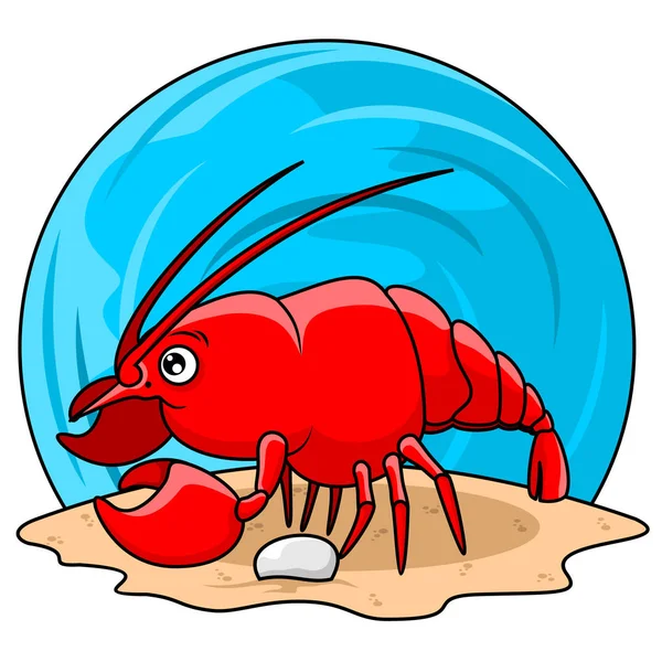 Vector Illustratie Van Een Schattig Big Red Garnalen Beeld 4000X4000 — Stockvector