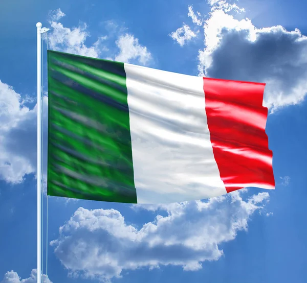 Fechar Bandeira Itália Imagem Stock — Fotografia de Stock