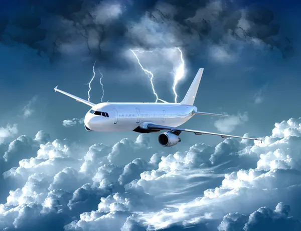 Passenger airplane flying above clouds - Stock imageAirplane, Sky, Cloud - Sky, Cloudscape, Flying
